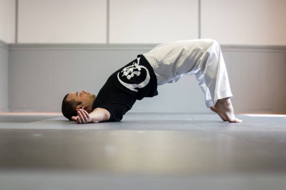 Travail de la vague : exercice de préparation en aïkido pour la mobilité du rachis, du sternum et la transmission du poids dans le corps.