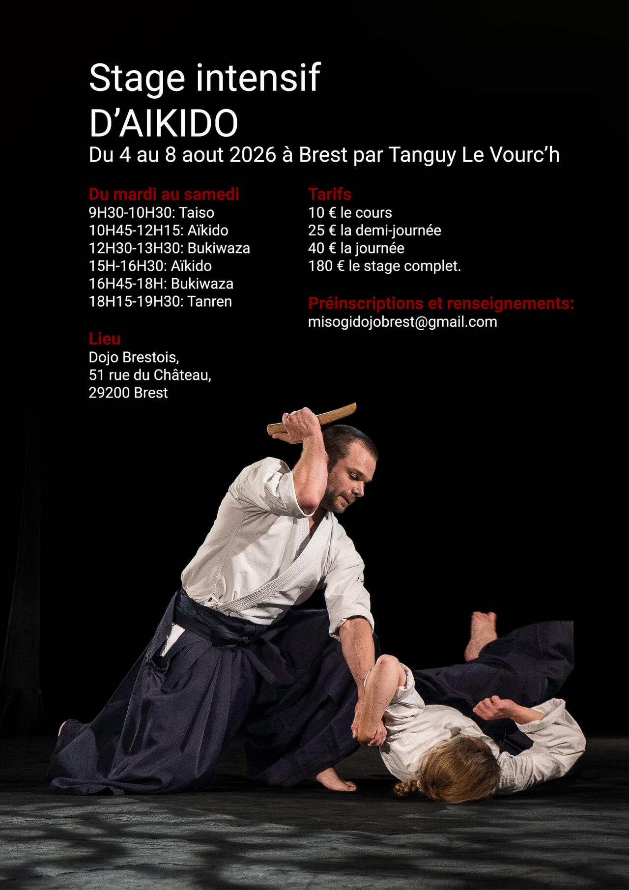 Stage intensif Kishinkai Aïkido à Brest animé par Tanguy Le Vourc'h aout 2025