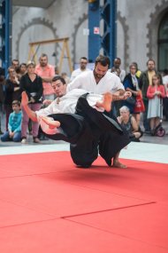 Ushiro waza  : technique d'aïkido réalisée pendant un démostration à Brest
